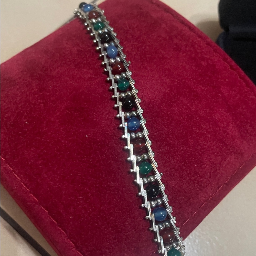 Milor Italy Sterling Silver Riccio Rolling Colorful Bead Bracelet 925 Silver 8in